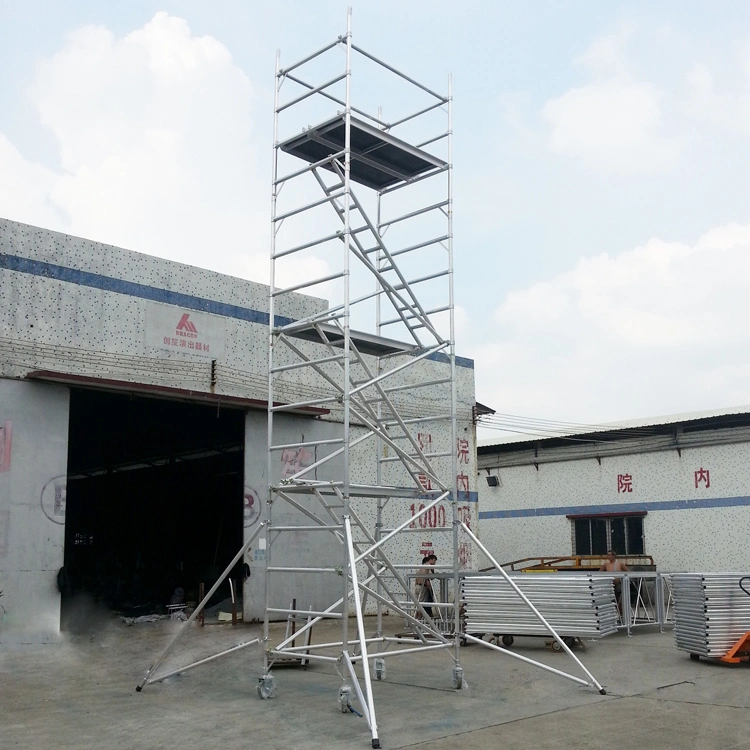 Aluminium Mobile Ladder Scaffolding with Step Stairs Wheel for Construction Works