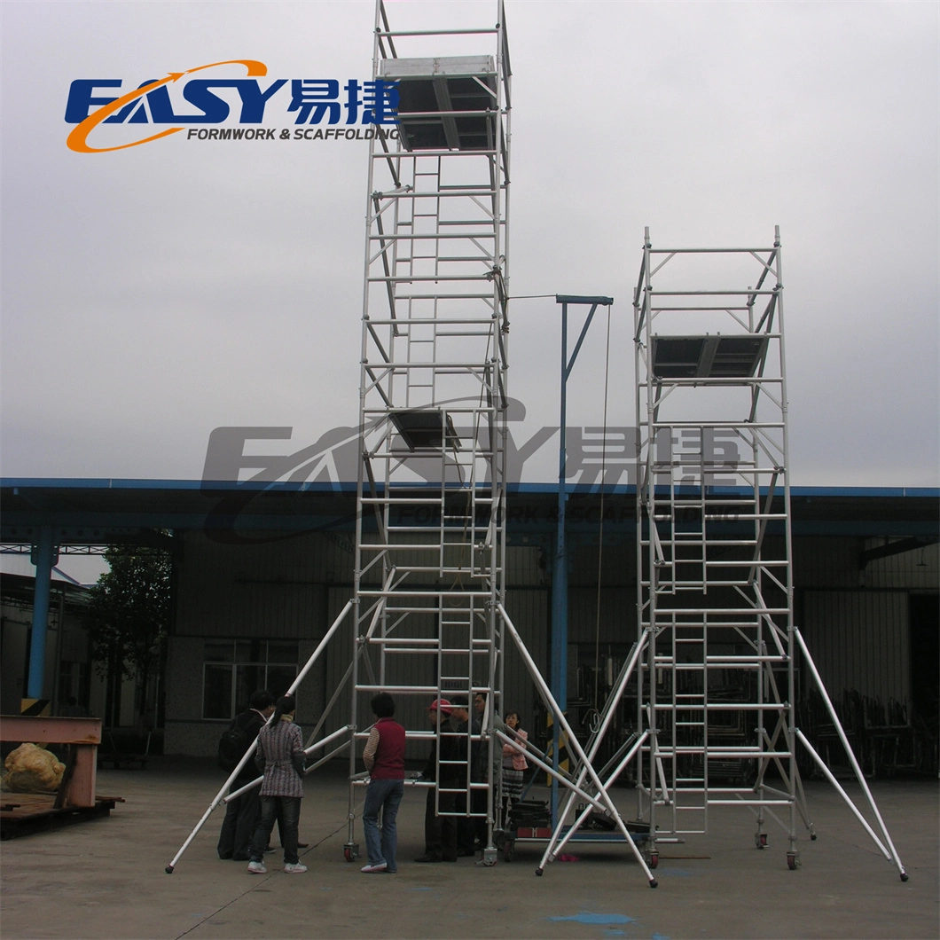 Easy Scaffolding 6/8/10/12/14m Aluminum Mobile Moving Scaffold Tower