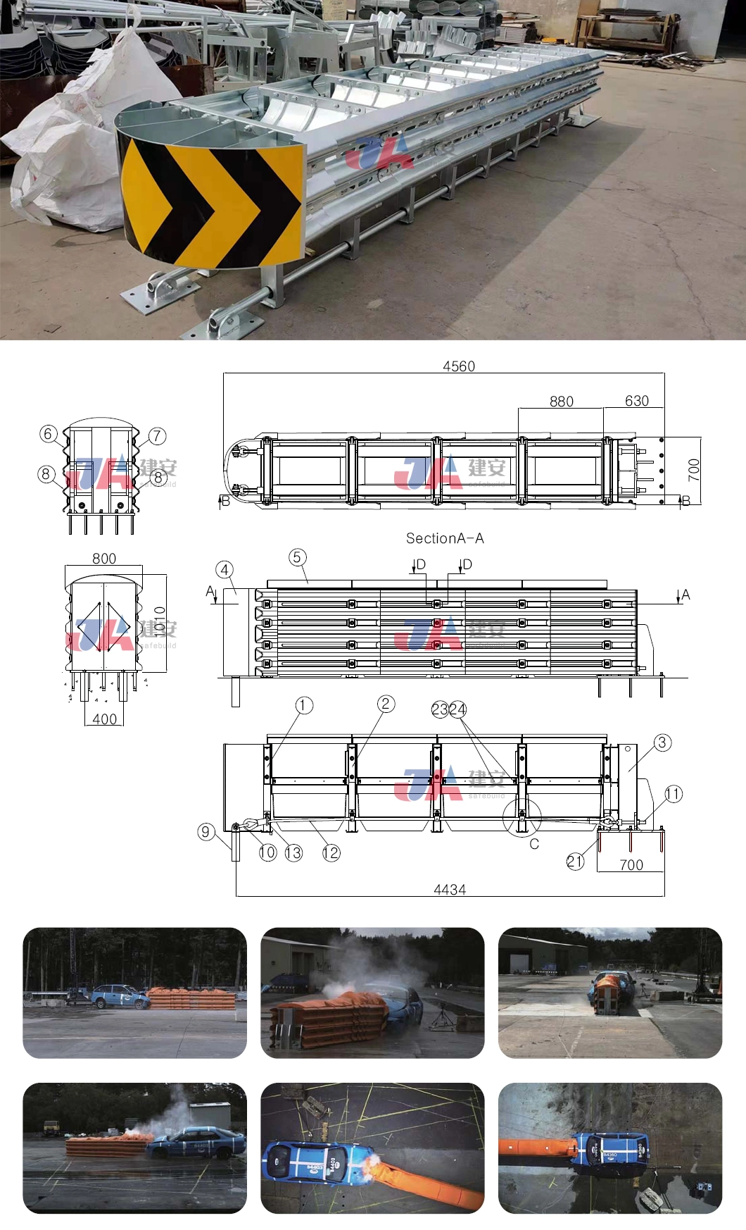 Traffic Safety Steel Anti-Collision Crash Cushion Highway Barrier for Sale